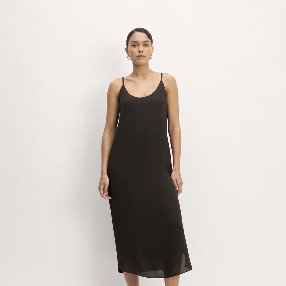 Everlane The Summer Slip Dress Black Base - Size 14